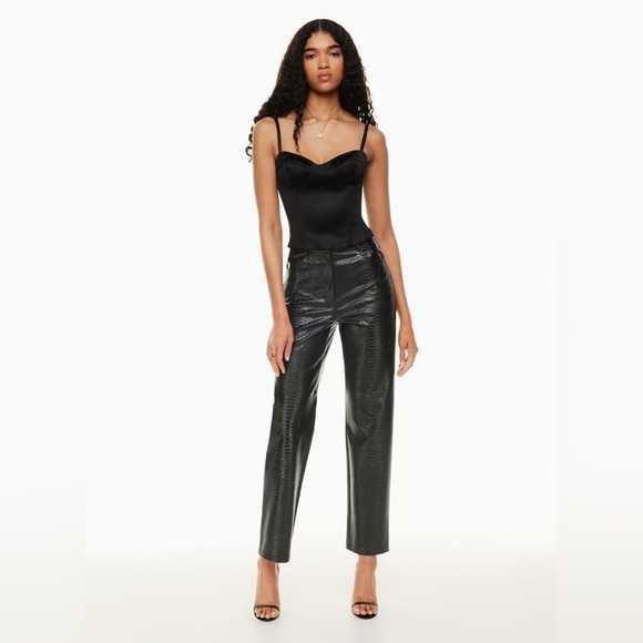 Wilfred Aritzia Melina High Rise Black Faux Leather Straight Pants Womens 10 - Picture 6 of 7